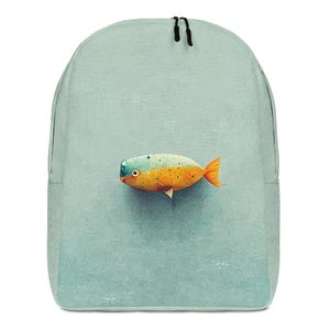 Unique Fish Print Backpack – Water-Resistant Laptop Bag, Artistic Travel Backpack