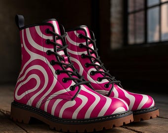 Psychedelische roze gevechtslaarzen, imitatieleer, unisex