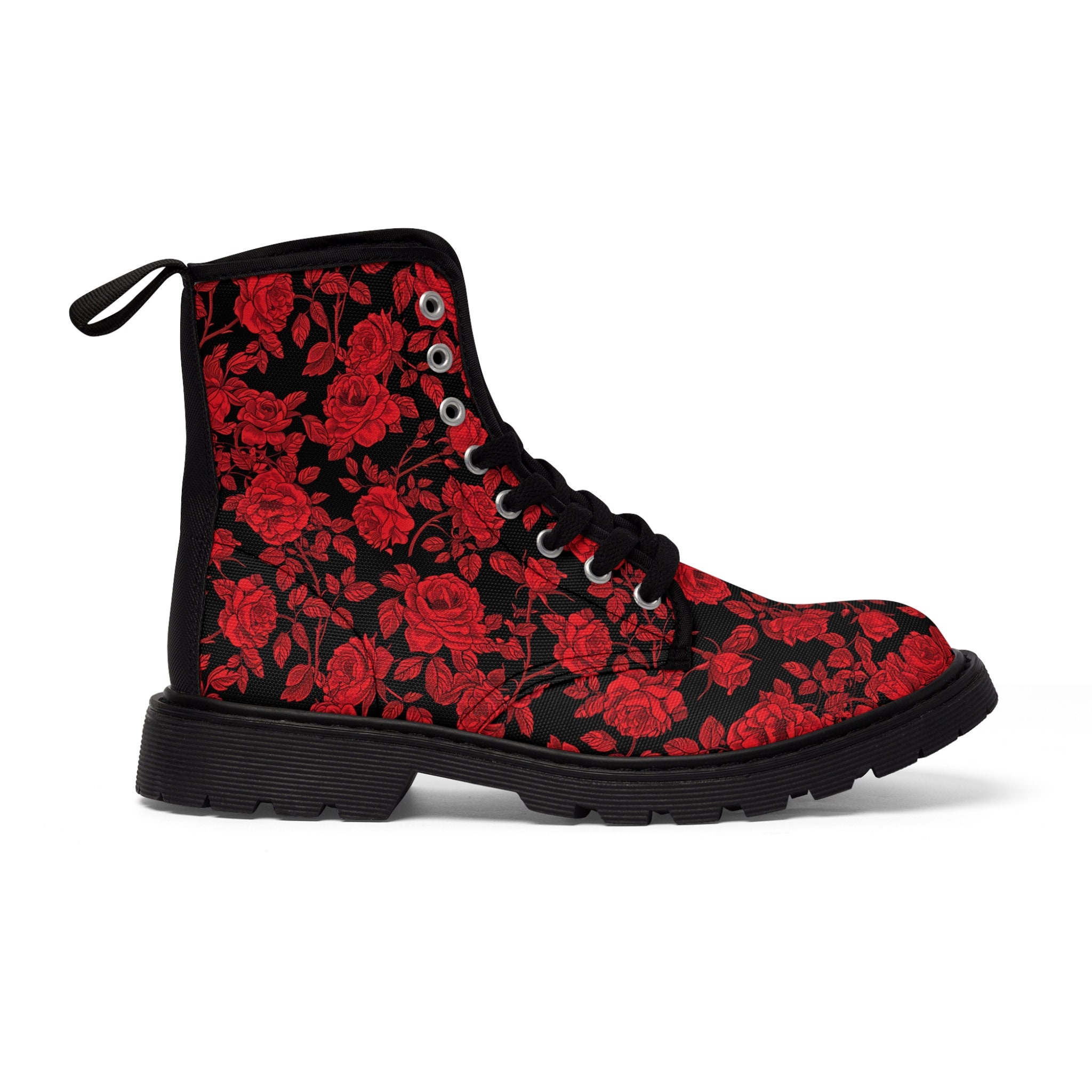 Floral Rose Print Women's Boots