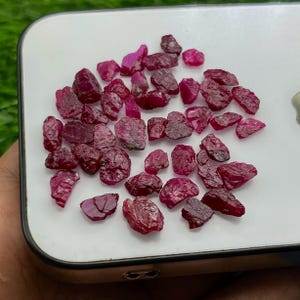 Natural Deep Pink Ruby Rough Lot, Untreated Raw Ruby Gemstone, 52 Ct 42 Pcs, 6-9mm, Facet Grade, Lapidary Jewelry Making