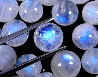 WHOLESALE! Natural White Rainbow Moonstone Cabochons 3 mm to 10 mm AAA Grade Round Shape Polished Loose Gemstone For Jewelry Making