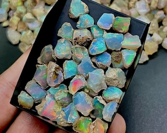 Natuurlijke Ethiopische ruwe opaalstenen – Welo Fire Opal, droge ongesneden ruwe opaalkristallen voor sieraden maken, genezing en verzamelaars