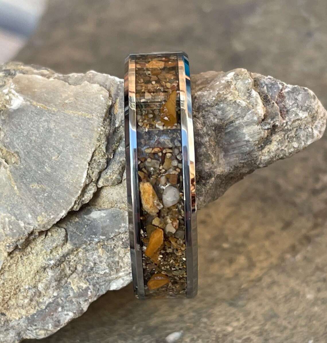 Sand Inlay Tungsten Ring Use Your Own Sand. Men 8mm Women - Etsy