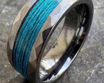 Anillo para hombre facetado con línea de pesca trenzada Deep Water Cast / Ocean Blue