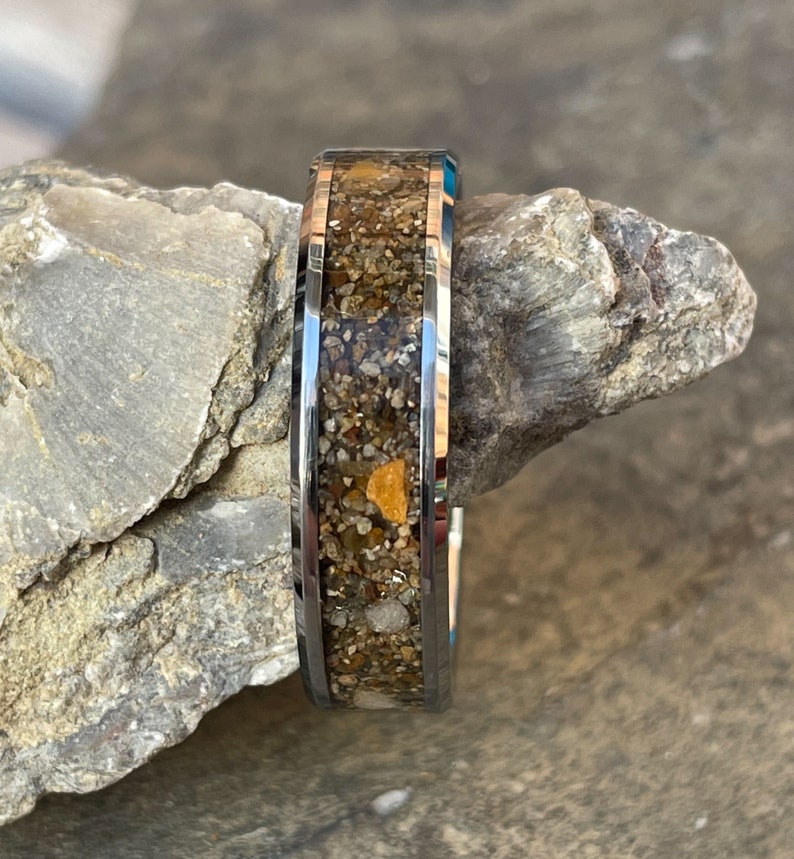 Sand Inlay Tungsten Ring Use Your Own Sand. Men 8mm Women - Etsy