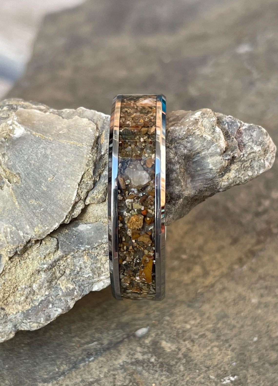 Sand Inlay Tungsten Ring Use Your Own Sand. Men 8mm Women - Etsy