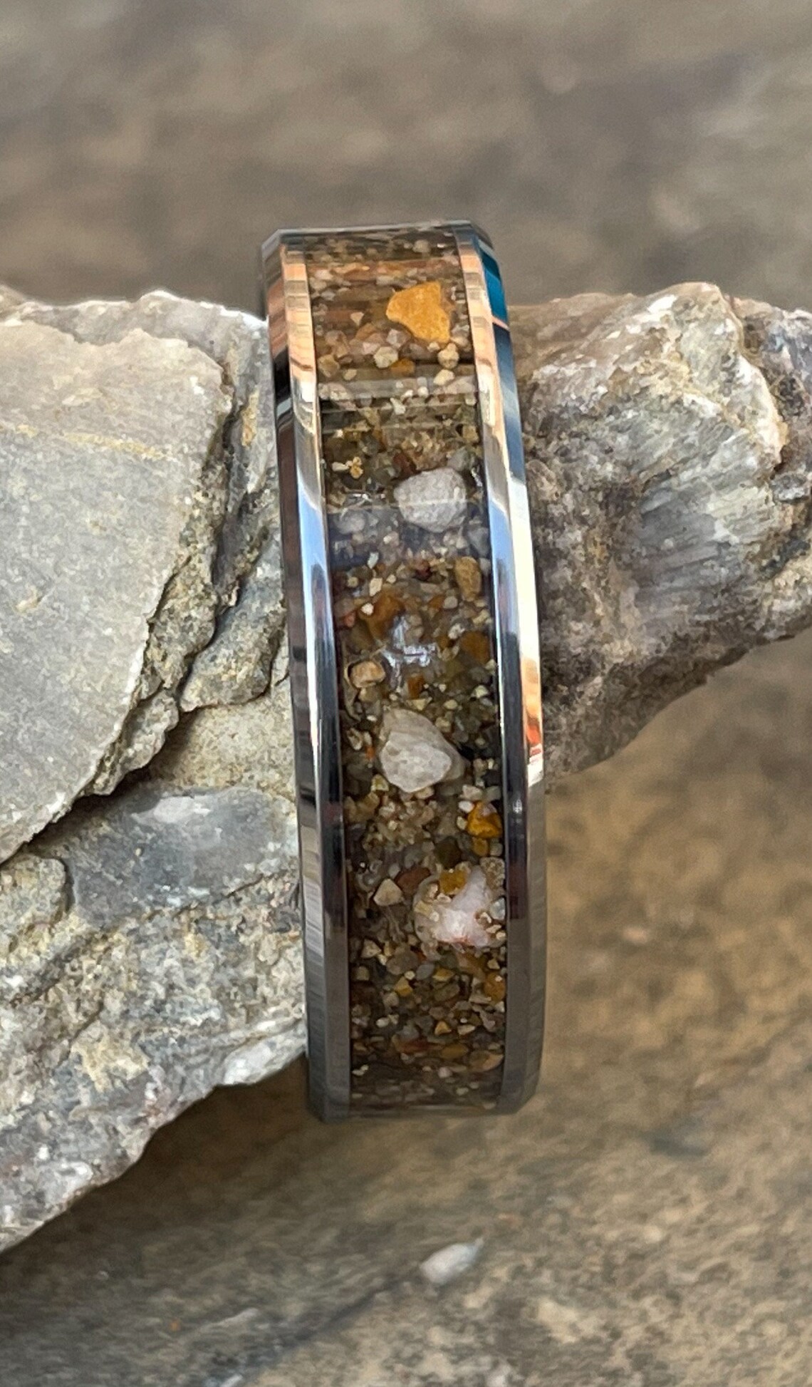 Sand Inlay Tungsten Ring Use Your Own Sand. Men 8mm Women - Etsy
