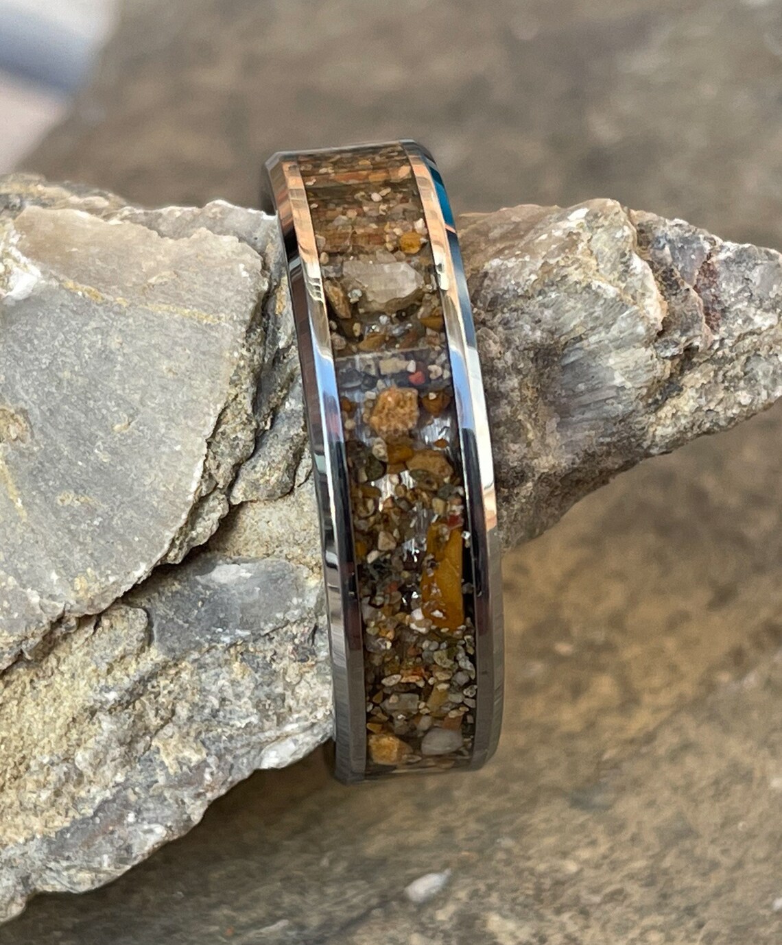 Sand Inlay Tungsten Ring Use Your Own Sand. Men 8mm Women - Etsy