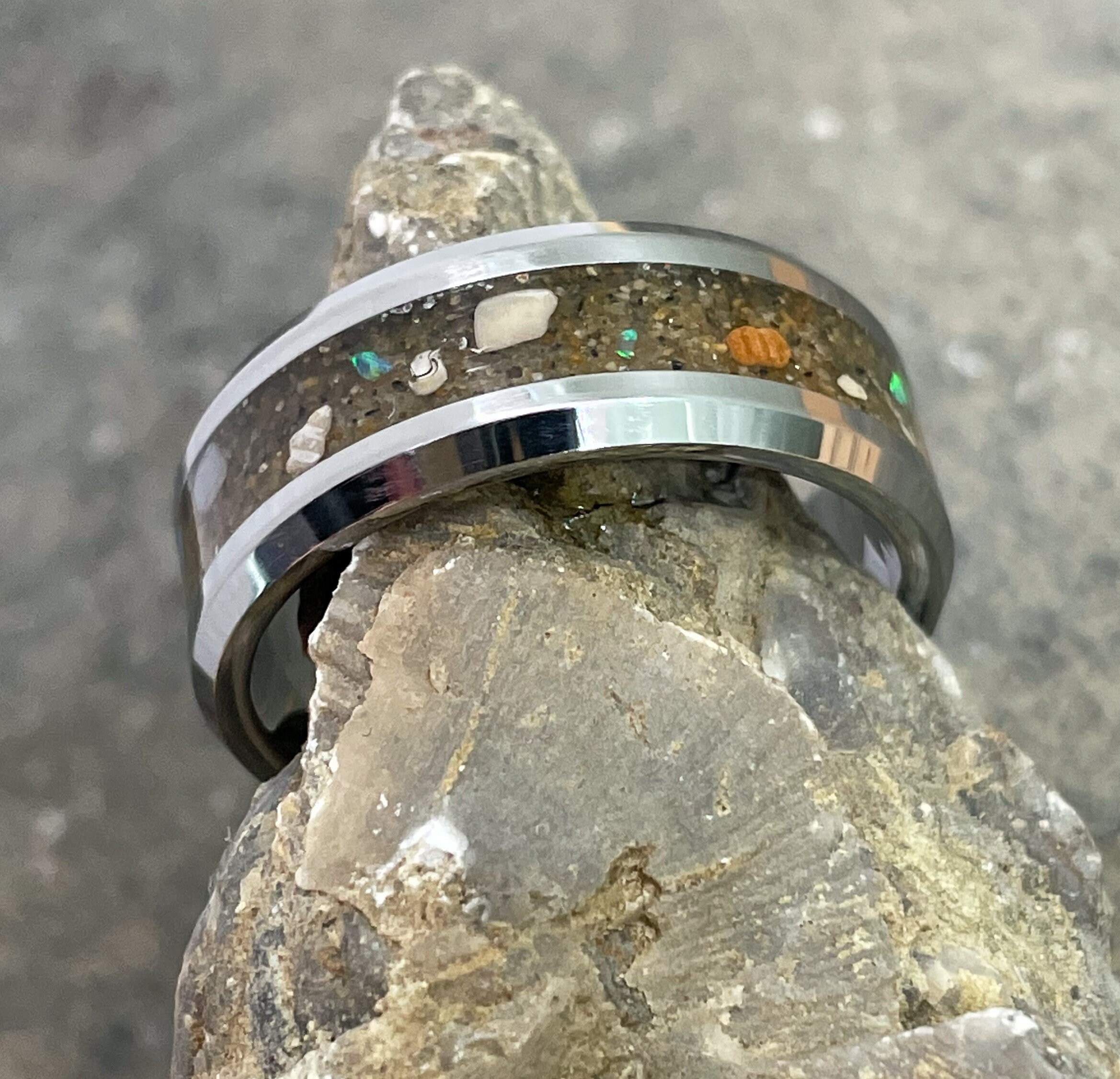 Sand Inlay Tungsten Ring Use Your Own Sand. 4mm/6mm/8mm Men & Women ...