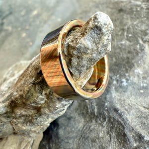 Handmade Mokume Gane Ring: Copper, Silver & Brass Woodgrain Wedding Band