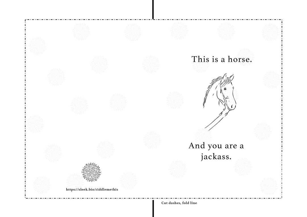 Printable Version You're a Jackass Card Etsy