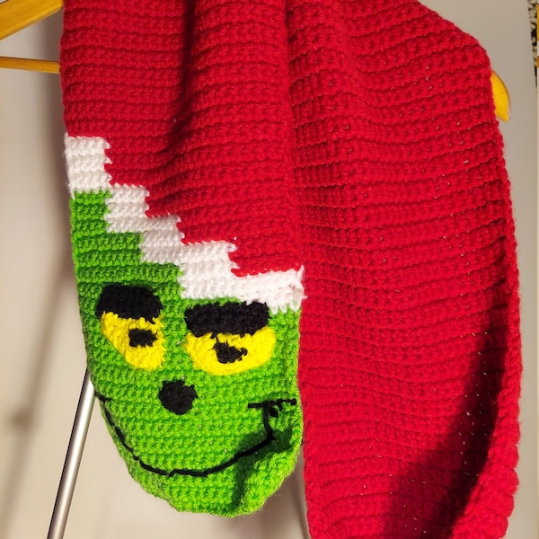 Handmade Crochet Seasonal Grinch Scarf