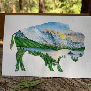 Glacier National Park Bison Card Print or Sticker of Hand-Painted Original