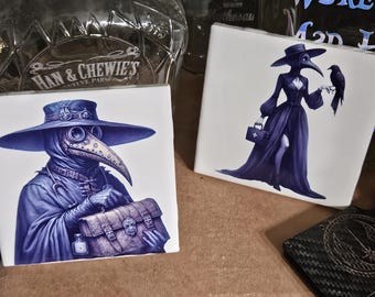 Plague Doctor Ceramic Tile Coasters