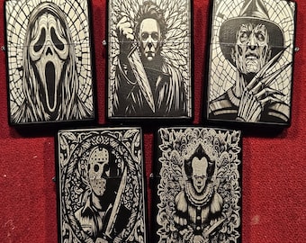 Mock Zippo Lighter - Options for Various Horror Icons (Reimagined as Stain Glass) Lighter
