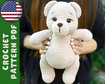 Plush Teddy bear crochet pattern PDF - amigurumi animal pattern
