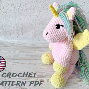 Plush Unicorn crochet pattern PDF - amigurumi plushie pattern.