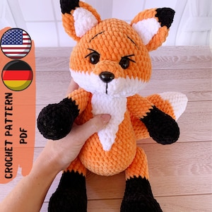 Crochet fox plush pattern - amigurumi plushie pattern PDF