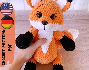 Crochet fox plush pattern - amigurumi plushie pattern PDF