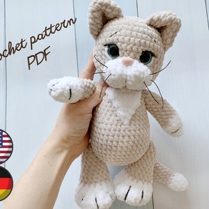 Crochet cat plush pattern PDF - amigurumi plushie cat