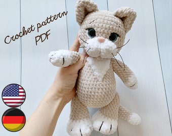 Crochet cat plush pattern PDF - amigurumi plushie cat