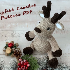 Patroon gehaakt hert (pdf) – Cristmas Reindeer – Amigurumi-patroon