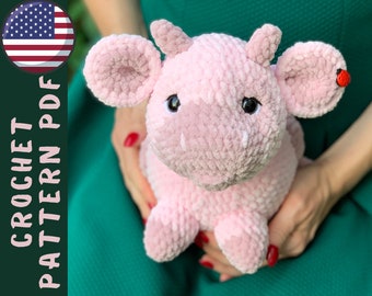 Patrón de vaca de fresa a crochet – Peluche amigurumi (Patrón PDF)