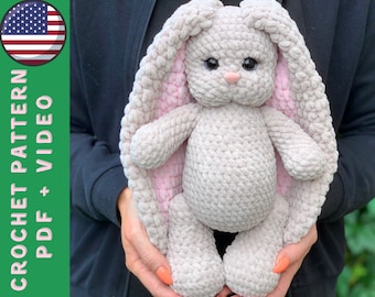 Crochet plush bunny pattern PDF - plushie amigurumi  pattern