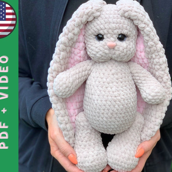 Crochet plush bunny pattern PDF - plushie amigurumi  pattern