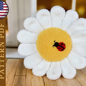 Daisy Flower pillow crochet pattern PDF- Amigurumi Flower Cushion