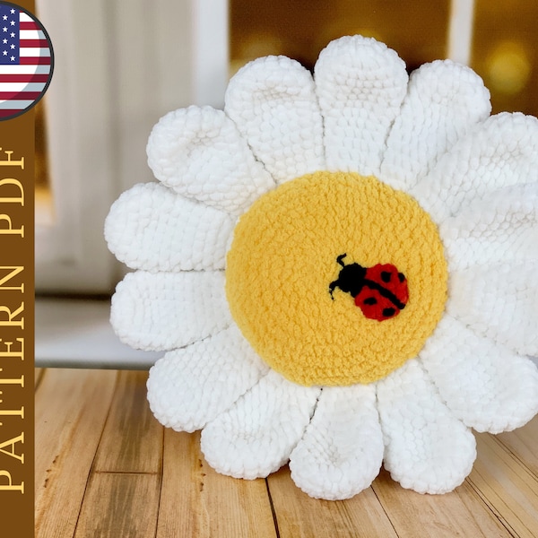 Daisy Flower kussen haakpatroon PDF- Amigurumi bloemenkussen