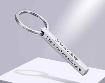 Bar Keychain, Laser Engraved, Rectangular Keychain, Fully Customizable And Personalized 4 sides, Custom Keychain gift, 5 Colors Available