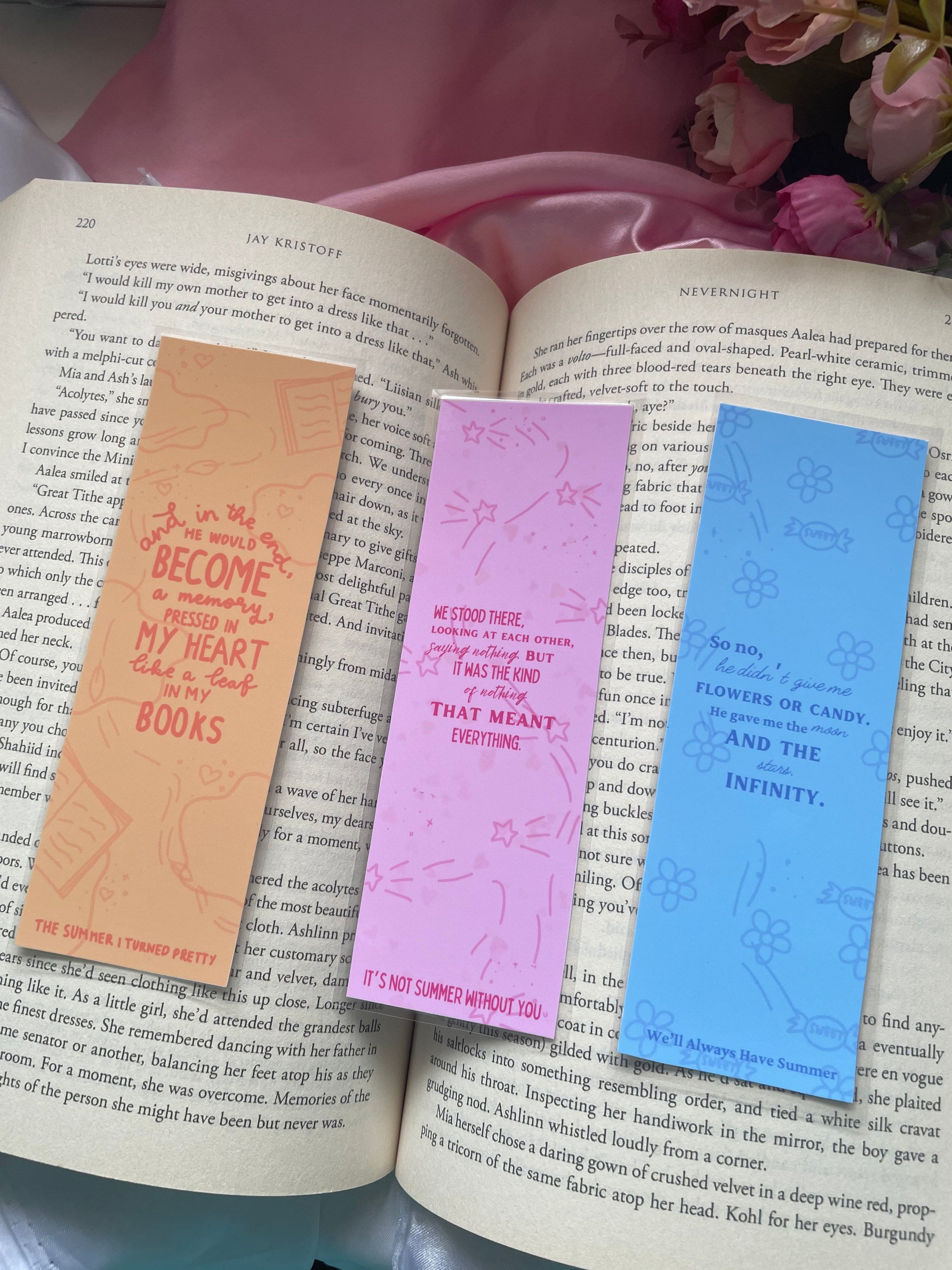 TSITP BOOKMARKS | The Summer I Turned Pretty, Belly, Conrad, Jeremiah, Fisher brothers, cousins beach, quotes, romance, stars, moon, hearts