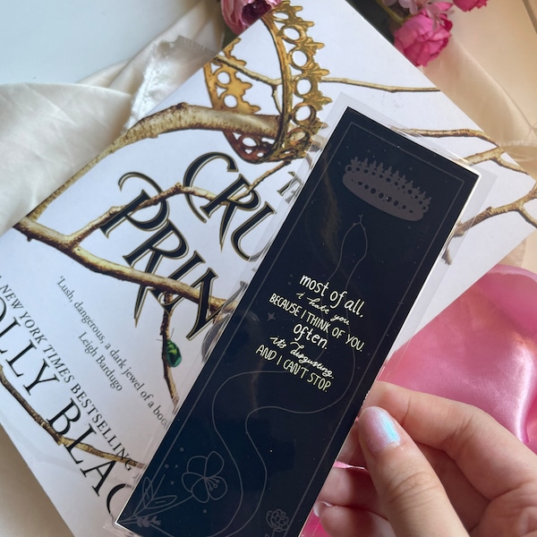 THE CRUEL PRINCE inspired bookmark | folk of the air, Jude and Carden, snakes, crown, flowers, sparkles, king, fae, royalty, dark, fantasy