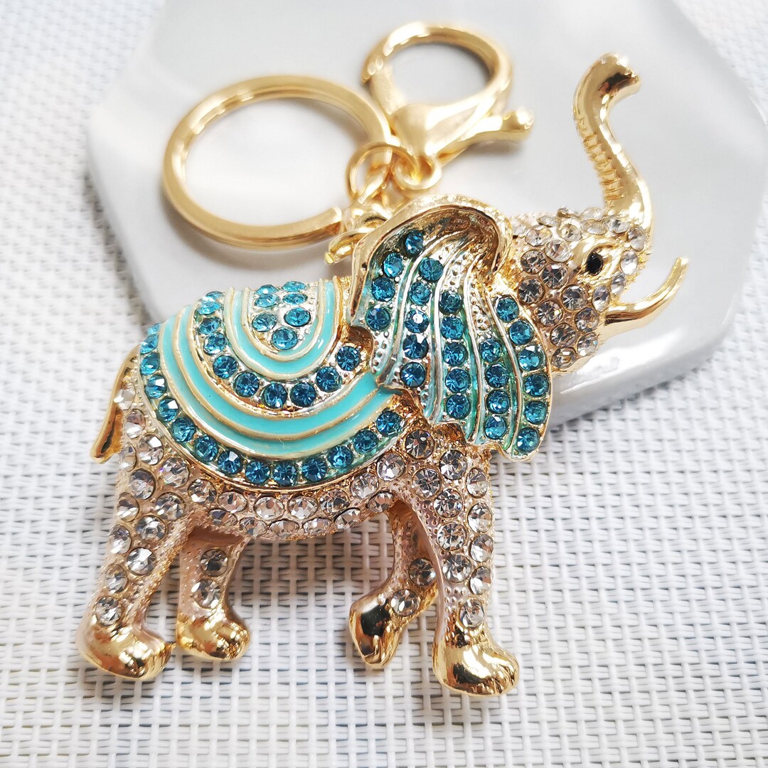 Elephant Rhinestones Keychains Creative Diamond Keyrings Glitter Bag