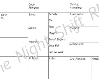 Landscape Nursing Report Sheet