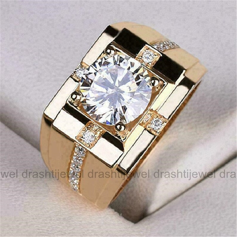 Men's Statement Ring Men's Anniversary Ring 14K Etsy