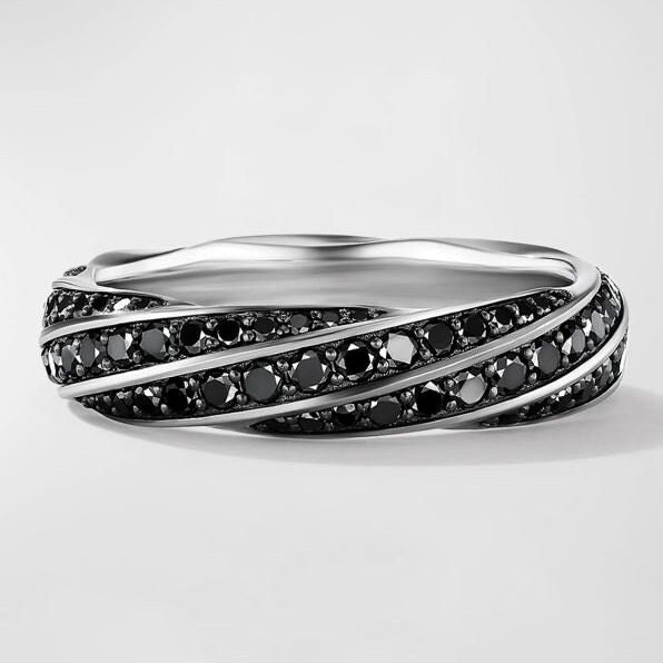 Sterling silver black diamond tension ring