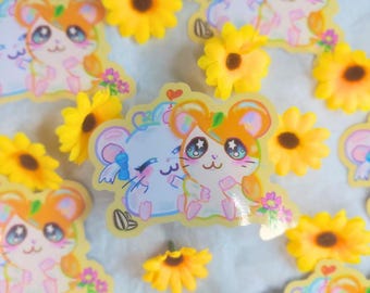 Hamtaro & Bijou Ham Ham Pegatina / Pareja Kawaii Hamster / Anime Vinilo Calcomanía