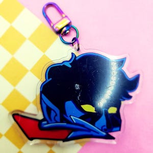 Blue Fuzzy Acrylic Keychain