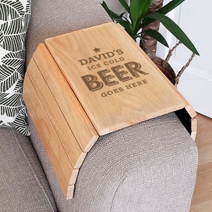 Wooden Beer and Snacks Carrier With Smartphone and TV Remote Beer