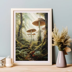 Magical Serene Mushroom Poster - Wall Art Decor - Free Shipping - High Quality