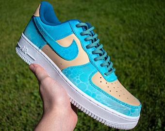 Custom Beach Water and Sand Themed Air Force 1s Hand Painted