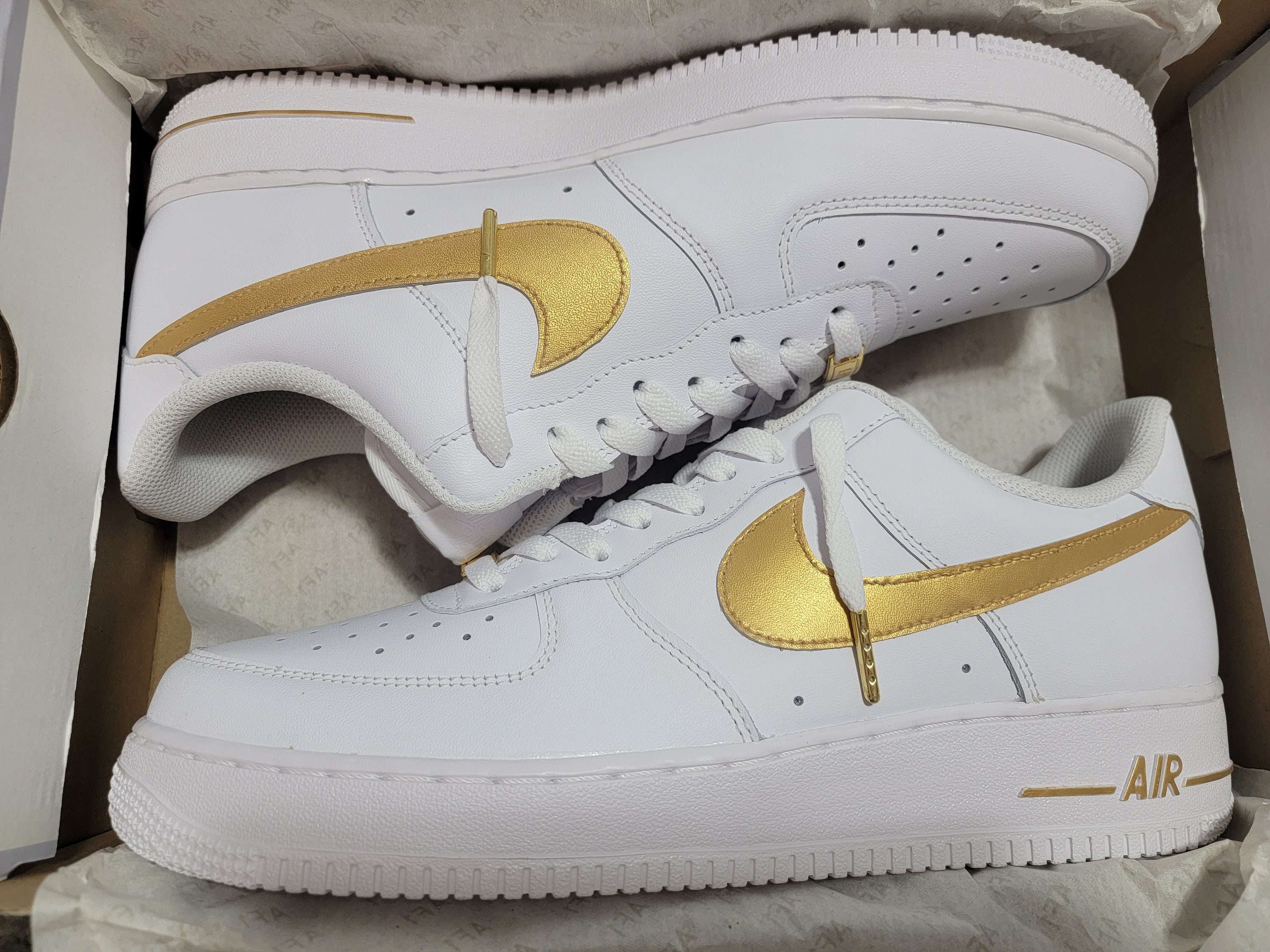 nike air force white metallic gold