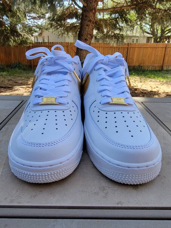 Custom White and Gold Air Force Ones 