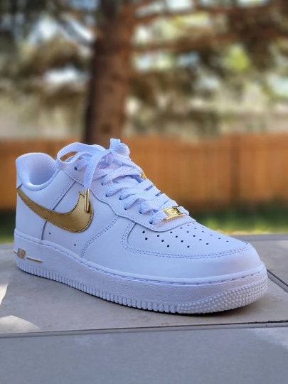 Custom Hand Painted Gold and Black Marble Nike Air Force 1 Low