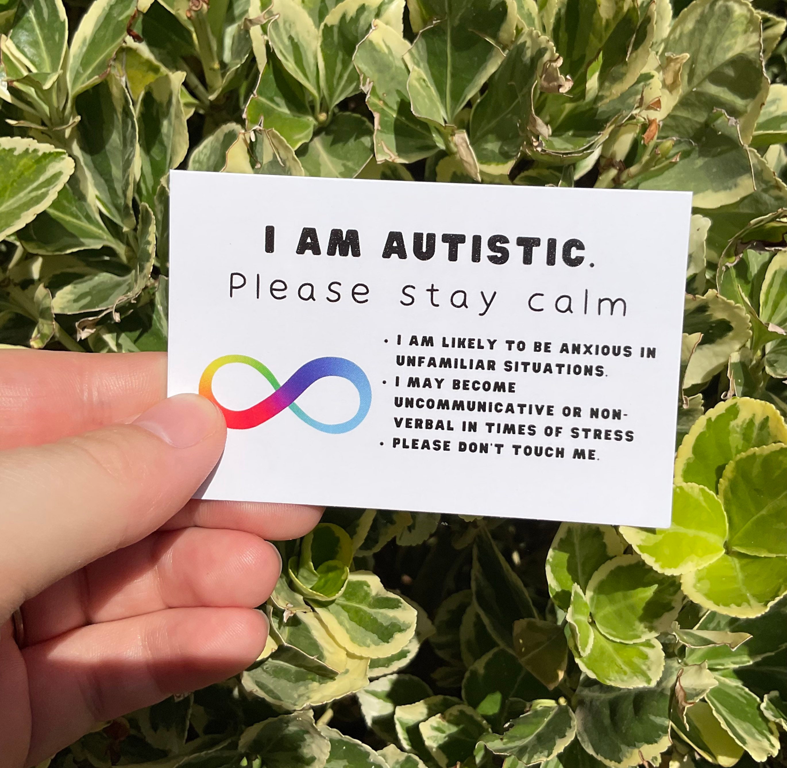 Autism Alert Card Etsy UK