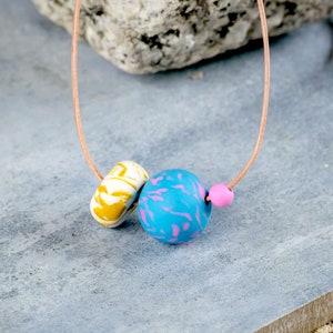 Necklace pearls colorful made of polymer clay, fimo necklace, statement necklace delicate, pearl necklace colorful