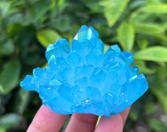 50g+ Natural Blue Titanium Rainbow Aura Quartz Crystal Cluster Vug,Mineral Specimens,Home decoration,Crystal heal,crystal Gifts