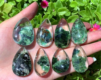 高透明❣️天然石 緑幽霊　グリーンファントム水晶 ゼニガエル 金蟾 手彫り置物 16 mm 認定天然グリーン ファントム クォーツ ブレスレット/高透明度